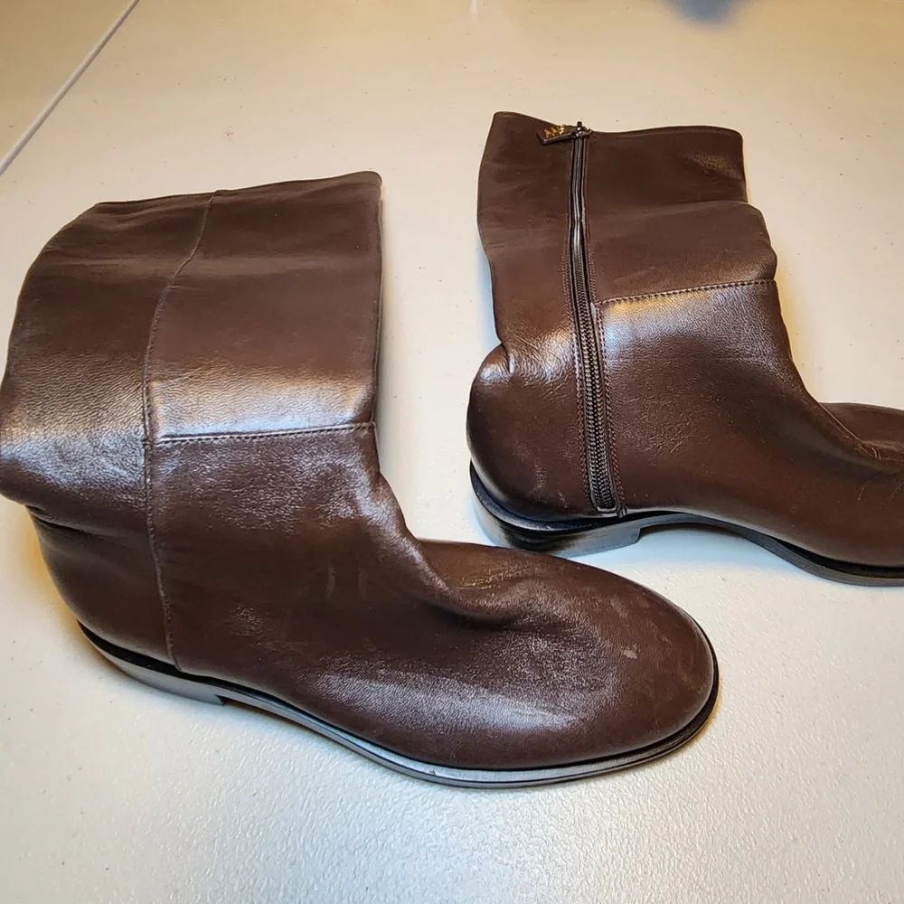 New Stuart Weitzman Keelan Brown‎ Leather Riding Boots Quiet Luxury Rare Size
